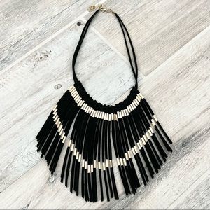 Gypsy Black Suede Fringe Necklace